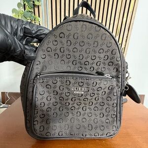 WOW 🩶 GUESS 🌻 women’s Monogram Mini Backpack in Charcoal Black book bag small
